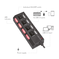 Slika Logilink USB 2.0 HUB, 4-port, On/Off