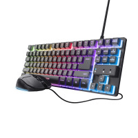 Slika Trust GXT 798 2-in-1 Gaming set/TKL/US/crna