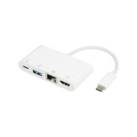 Slika proizvoda E-Green Adapter USB 3.1 tip C (M) - HDMI + USB3.0 + RJ45 + tip C (F) beli