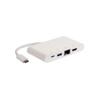 Slika E-Green Adapter USB 3.1 tip C (M) - HDMI + USB3.0 + RJ45 + tip C (F) beli