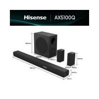 Slika Hisense AX5100Q Dolby Atmos soundbar sa bezicnim subwooferom crni