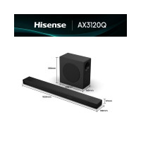 Slika Hisense AX3120Q Dolby Atmos soundbar sa bezicnim subwooferom crni