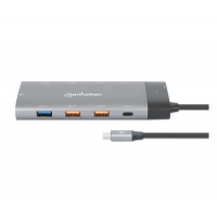 Slika Docking station Manhattan 130714 10in1 USB-C - 2xHDMI/5xUSB/LAN/PD 100W