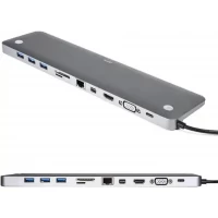 Slika proizvoda Adapter Tip C 11/1 4K HDMI/VGA/USBx3/AUX/SD/TF/USB-C/PD/Lan KT-1101G Kettz