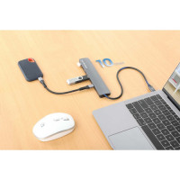 Slika Manhattan USB-C Male to Four USB-C Ports and Three USB-A Port