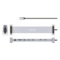Slika Manhattan USB-C PD 10-in-1 Dual-HDMI Monitor Docking Station / Multiport Hub