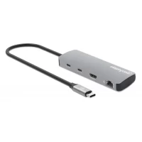 Slika Manhattan 190459 9in1 USB-C - 1xHDMI/5xUSB/LAN/CR/PD 100W