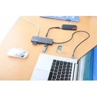 Slika Manhattan 190459 9in1 USB-C - 1xHDMI/5xUSB/LAN/CR/PD 100W