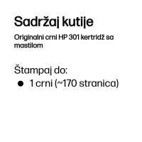 Slika proizvoda HP SUP HP INK CH561EE Black No.301 za 1050/, Tip Mastilo, No. 301, Boja Black, K
