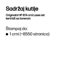 Slika proizvoda HP CF287A, Tip Toner, Boja Black, Kapacitet 8550 str., Podrzava HP LASERJET ENT
