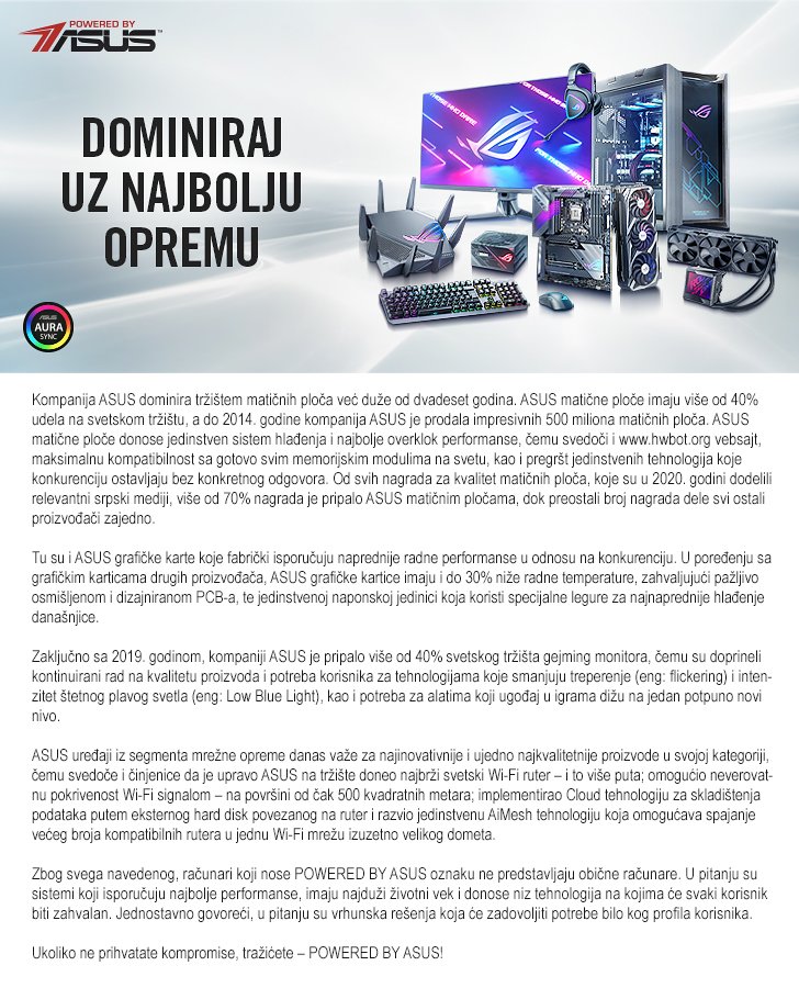 Asus dominiraj uz najbolju opremu